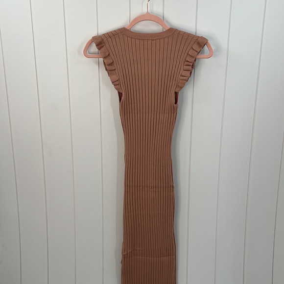 168. Midi Dress Sweater Ribbed Bodycon Sleeveless Side Slit Rose Pink NEW - Picture 12 of 12